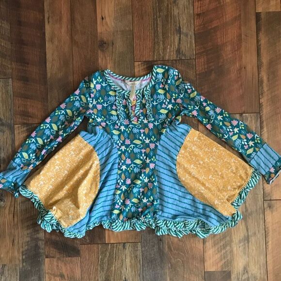 Matilda Jane SZ 8 long sleeve top tunic floral ruffles Make believe footpath - Picture 1 of 6